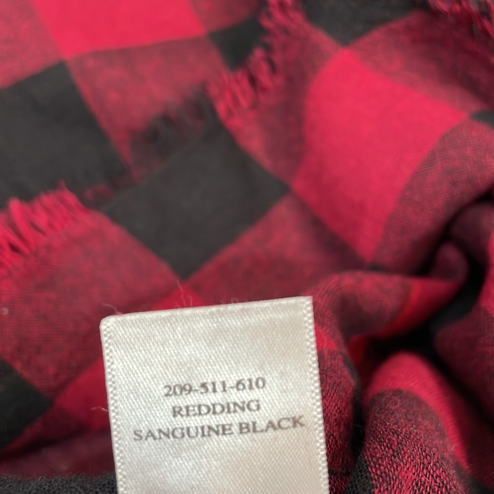 Rails Blouse Top S Plaid Red and Black V Neck Popover Frayed Hem - Picture 8 of 10